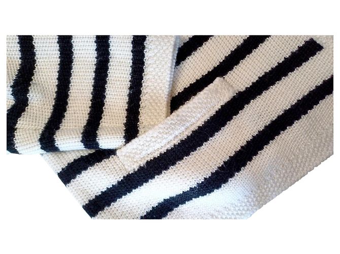 Céline Chaqueta de Punto Chasseur Rayas 100% Lana Blanco roto - vista 11
