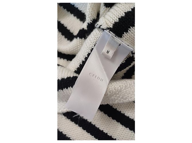 Céline Chaqueta de Punto Chasseur Rayas 100% Lana Blanco roto - vista 9