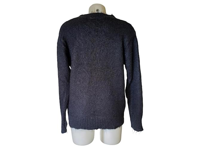 Saint Laurent Schwarzer Wollpullover mit Logo Rundhals - Ansicht 5