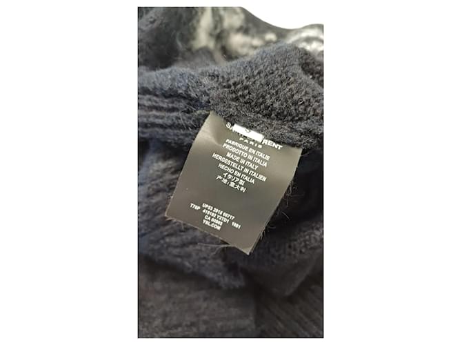 Saint Laurent Schwarzer Wollpullover mit Logo Rundhals - Ansicht 7