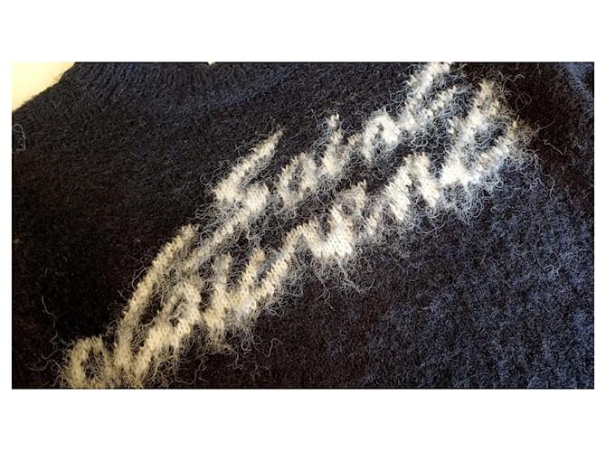 Saint Laurent Schwarzer Wollpullover mit Logo Rundhals - Ansicht 9