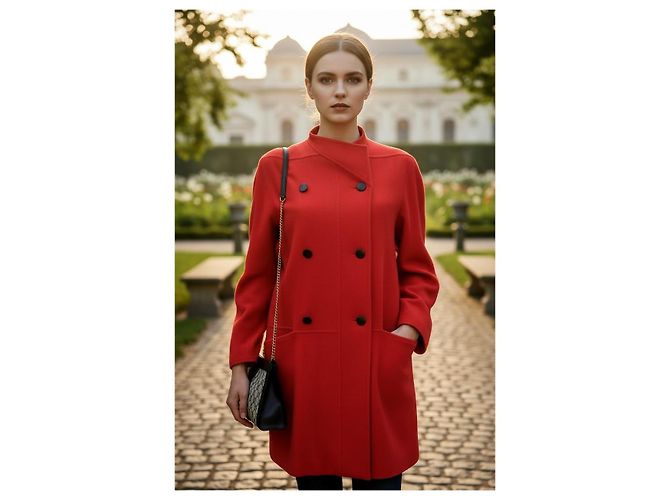 Abrigo Max Mara de lana rojo de doble botonadura Roja - vista 2