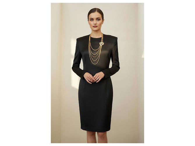 Haider Ackermann Schwarzes Etuikleid aus Satin - Ansicht 2