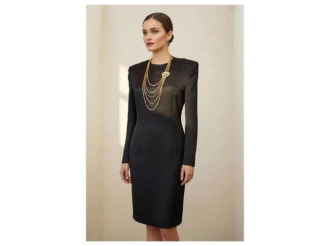 Haider Ackermann Schwarzes Etuikleid aus Satin - Ansicht 3