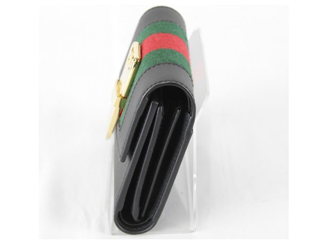 Gucci Sylvie Web Line Tri-fold Wallet Black - view 3