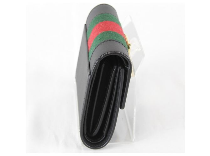 Gucci Sylvie Web Line Tri-fold Wallet Black - view 4