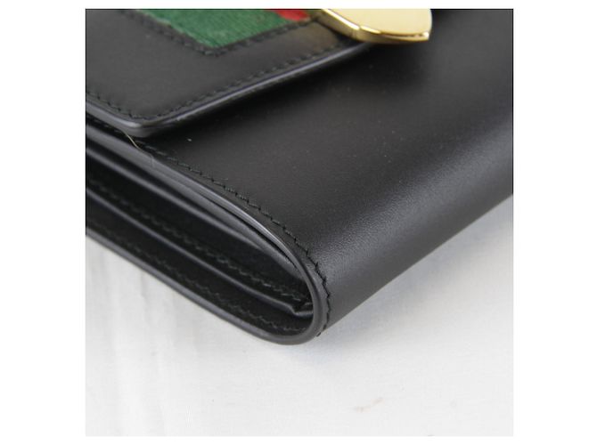 Gucci Sylvie Web Line Tri-fold Wallet Black - view 6