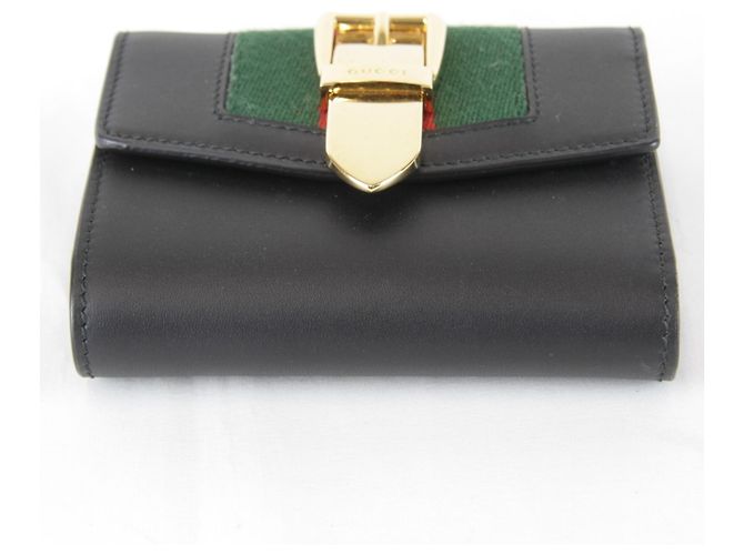 Gucci Sylvie Web Line Tri-fold Wallet Black - view 7