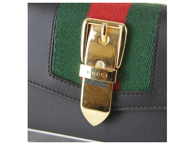 Gucci Sylvie Web Line Tri-fold Wallet Black - view 8