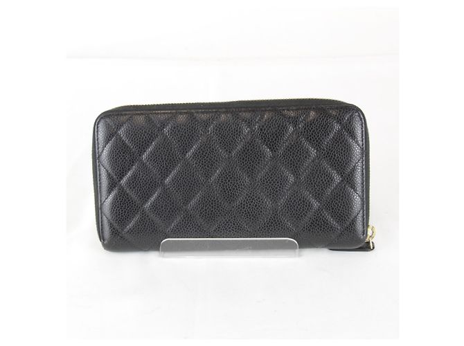 Chanel Langbörse aus gestepptem Kaviarleder Schwarz - Ansicht 2