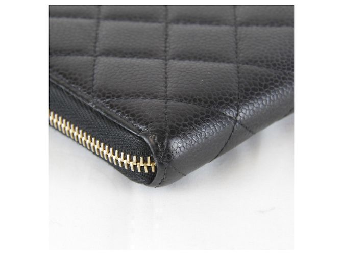 Chanel Langbörse aus gestepptem Kaviarleder Schwarz - Ansicht 6