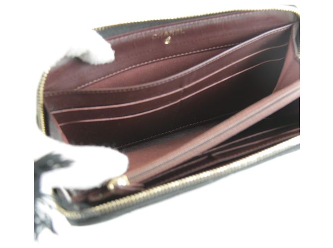 Chanel Langbörse aus gestepptem Kaviarleder Schwarz - Ansicht 9