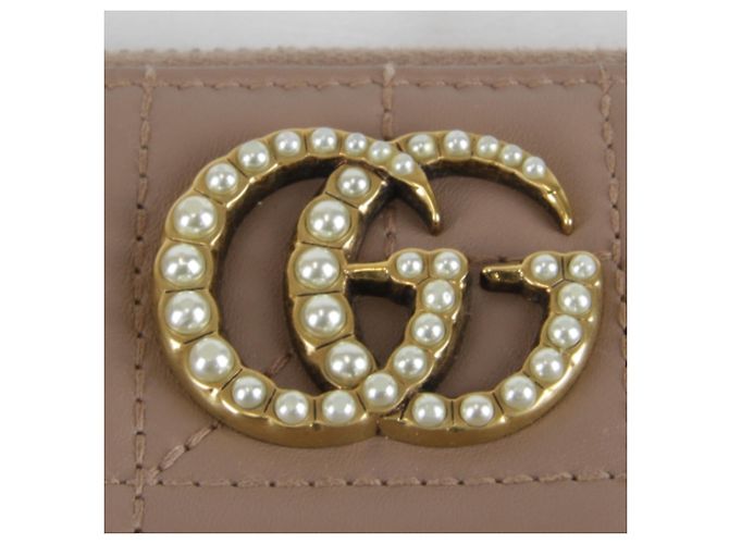 Cartera larga de cuero marrón GG Marmont de Gucci Castaño - vista 11