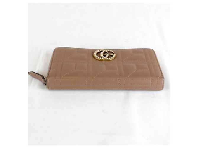 Cartera larga de cuero marrón GG Marmont de Gucci Castaño - vista 5