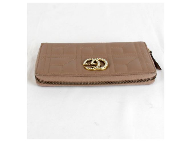 Cartera larga de cuero marrón GG Marmont de Gucci Castaño - vista 6