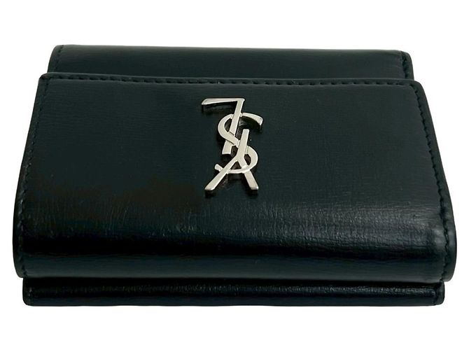 Yves Saint Laurent Black Leather Tri-fold Wallet - view 3