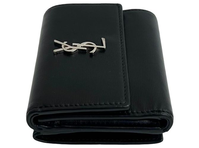 Yves Saint Laurent Black Leather Tri-fold Wallet - view 4