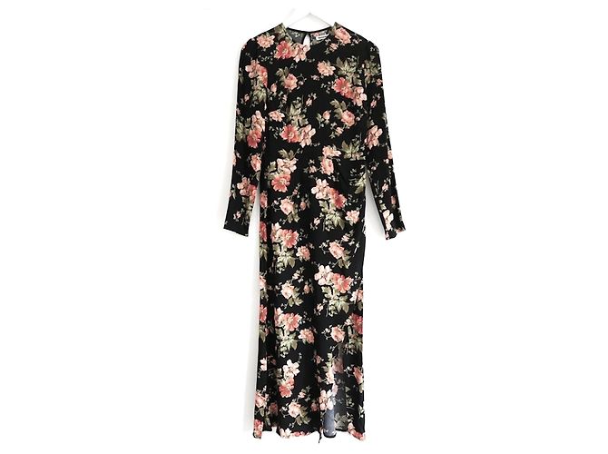 Vestido largo de crepé con estampado floral Celeste de Reformation Negro Rosa - vista 3