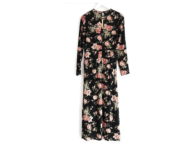 Vestido largo de crepé con estampado floral Celeste de Reformation Negro Rosa - vista 4