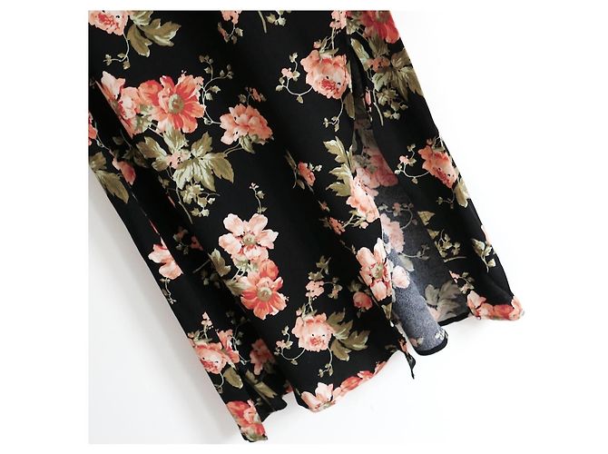 Vestido largo de crepé con estampado floral Celeste de Reformation Negro Rosa - vista 5