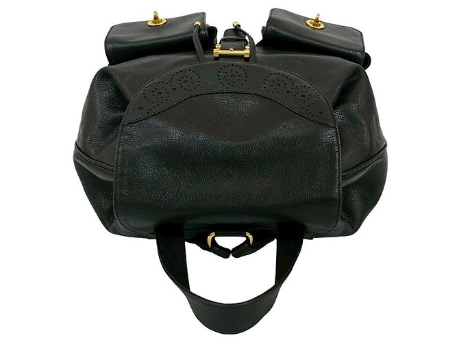 Tiffany & Co. Perforated Leather Drawstring Backpack Black - view 4