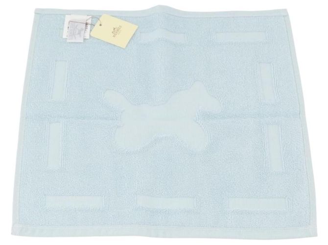 Hermès HERMES Handtuch Baumwolle 2er Set Weiß Hellblau Auth 173276A - Ansicht 3