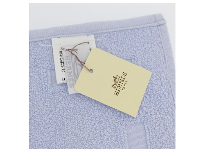 Hermès HERMES Handtuch Baumwolle 2er Set Weiß Hellblau Auth 173276A - Ansicht 7
