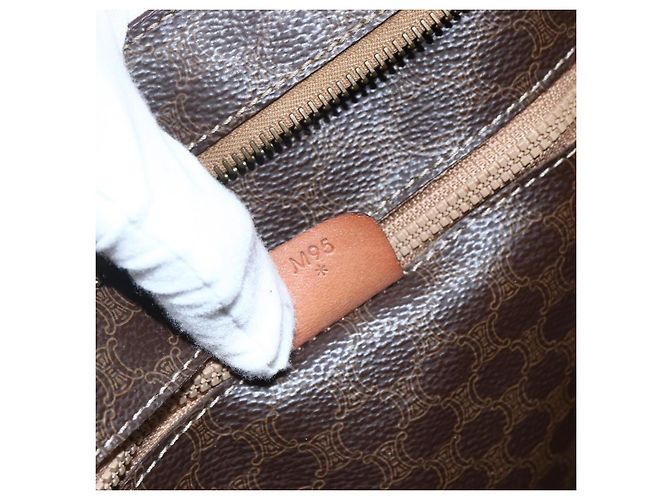 Céline Borsa tote in tela Macadam CELINE in pelle PVC marrone oro Auth ep13478 D'oro - vista 12