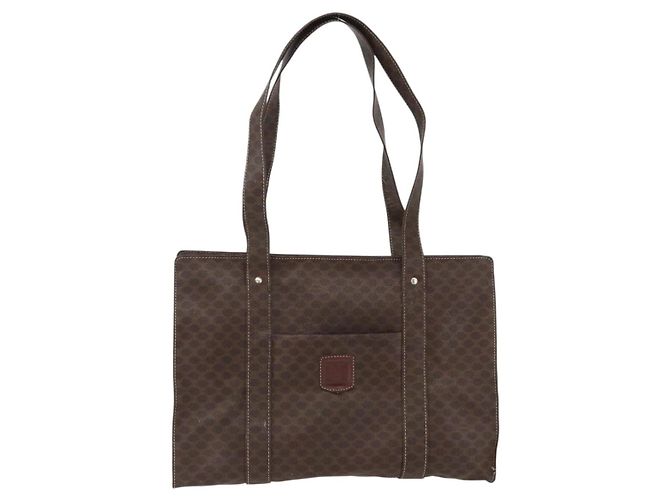 Céline Borsa tote in tela Macadam CELINE in pelle PVC marrone oro Auth ep13478 D'oro - vista 13