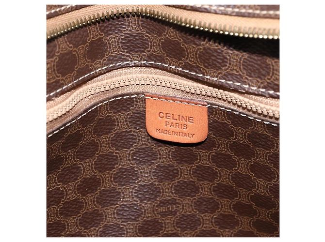 Céline Borsa tote in tela Macadam CELINE in pelle PVC marrone oro Auth ep13478 D'oro - vista 18
