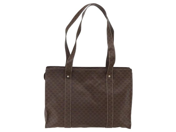 Céline Borsa tote in tela Macadam CELINE in pelle PVC marrone oro Auth ep13478 D'oro - vista 2