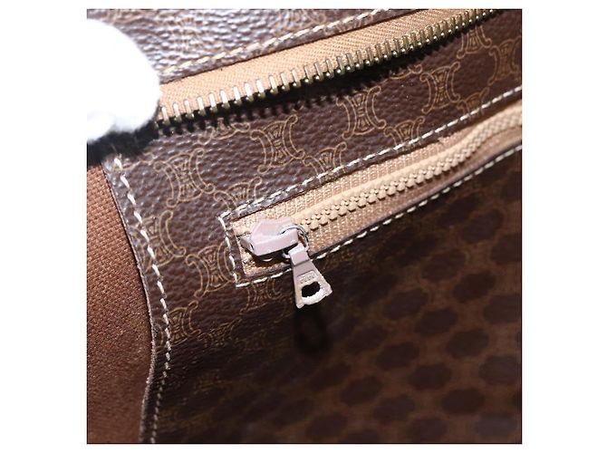 Céline Borsa tote in tela Macadam CELINE in pelle PVC marrone oro Auth ep13478 D'oro - vista 20