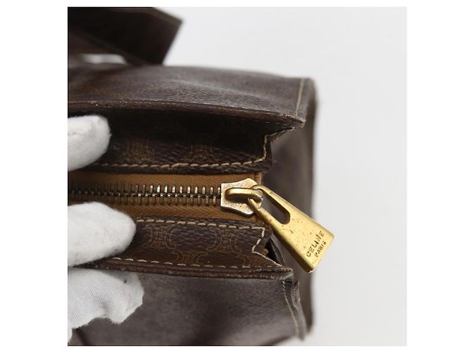 Céline Borsa tote in tela Macadam CELINE in pelle PVC marrone oro Auth ep13478 D'oro - vista 9