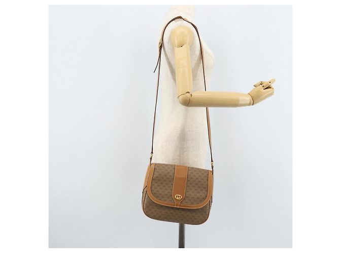 Gucci Borsa a Spalla Micro GG Supreme PVC Beige Oro 001 41 4425 Auth 172085 - vista 24