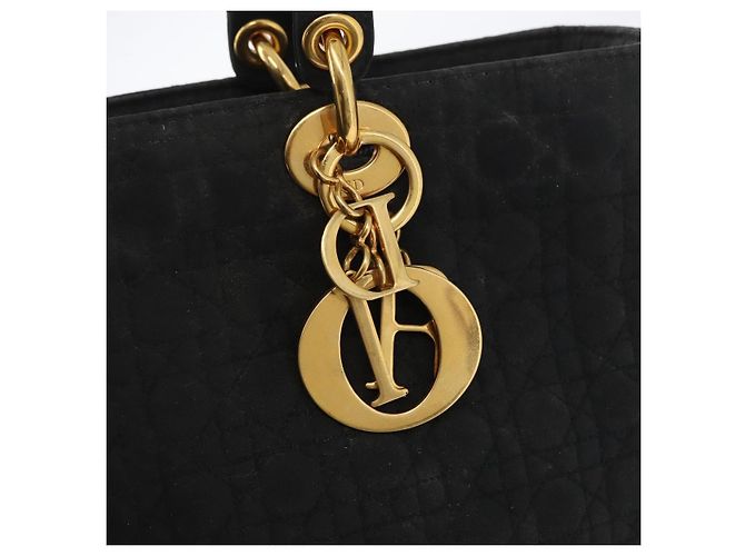 Borsa Canage in nylon nero e oro Christian Dior Auth bs33545 D'oro - vista 17