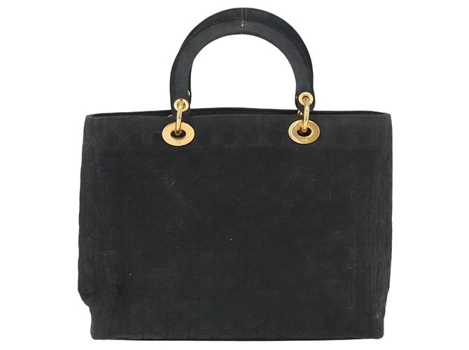 Borsa Canage in nylon nero e oro Christian Dior Auth bs33545 D'oro - vista 2