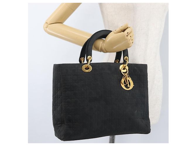 Borsa Canage in nylon nero e oro Christian Dior Auth bs33545 D'oro - vista 23