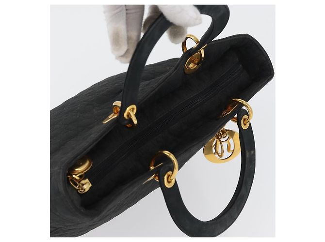 Borsa Canage in nylon nero e oro Christian Dior Auth bs33545 D'oro - vista 6