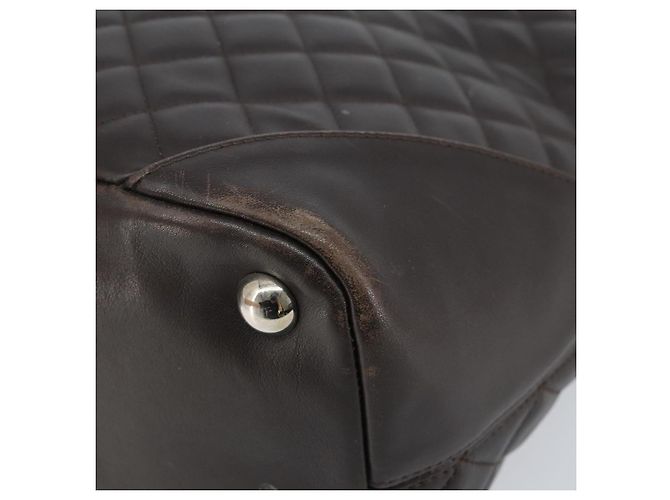 CHANEL Borsa Tote Matelassé Linea Cambon Pelle Marrone Argento CC Auth 170655 - vista 10