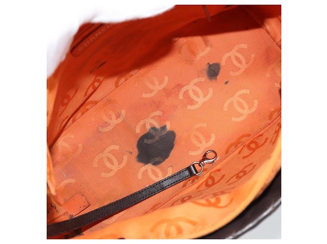 CHANEL Borsa Tote Matelassé Linea Cambon Pelle Marrone Argento CC Auth 170655 - vista 12