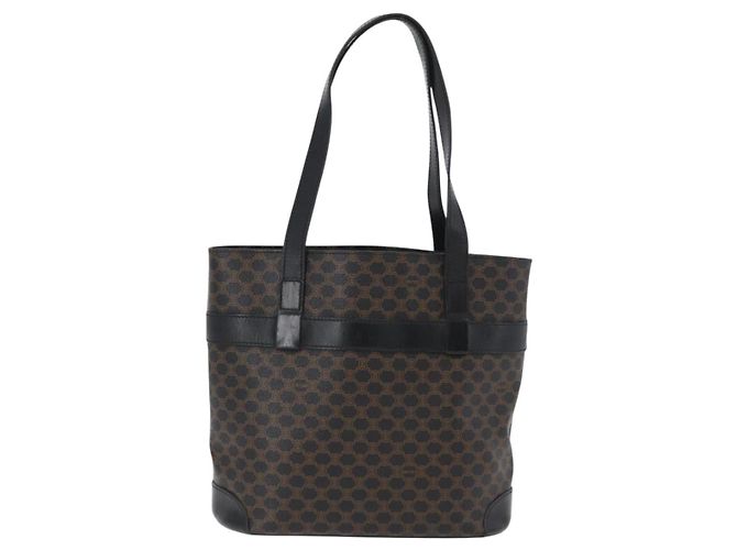 Céline Bolso tote de lona Macadam CELINE en cuero PVC negro y dorado Auth 172280 - vista 13
