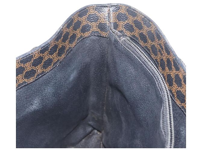 Céline Bolso tote de lona Macadam CELINE en cuero PVC negro y dorado Auth 172280 - vista 19