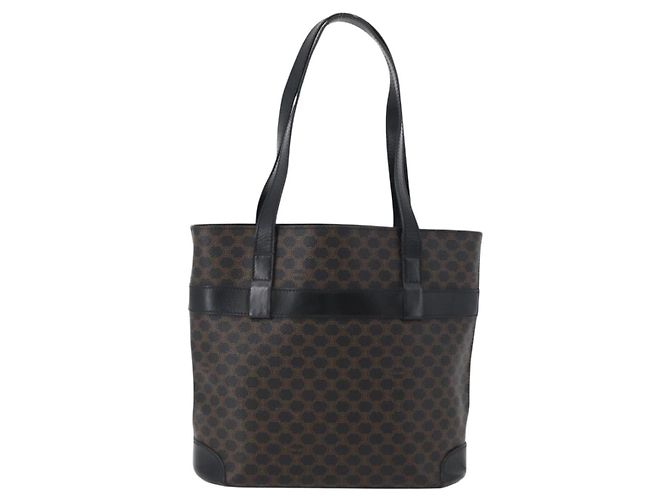 Céline Bolso tote de lona Macadam CELINE en cuero PVC negro y dorado Auth 172280 - vista 2