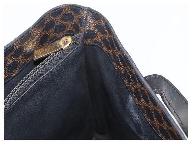 Céline Bolso tote de lona Macadam CELINE en cuero PVC negro y dorado Auth 172280 - vista 20