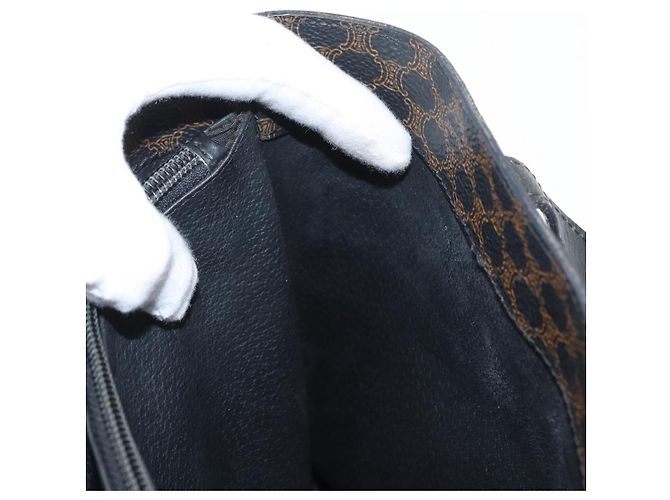 Céline Bolso tote de lona Macadam CELINE en cuero PVC negro y dorado Auth 172280 - vista 22