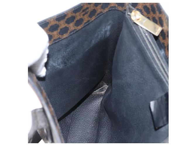 Céline Bolso tote de lona Macadam CELINE en cuero PVC negro y dorado Auth 172280 - vista 23