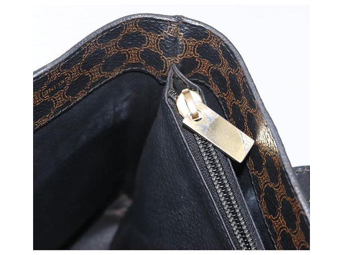 Céline Bolso tote de lona Macadam CELINE en cuero PVC negro y dorado Auth 172280 - vista 24