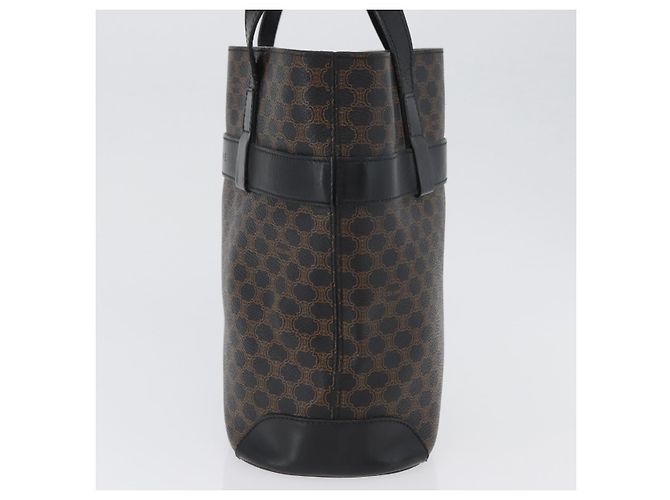 Céline Bolso tote de lona Macadam CELINE en cuero PVC negro y dorado Auth 172280 - vista 3