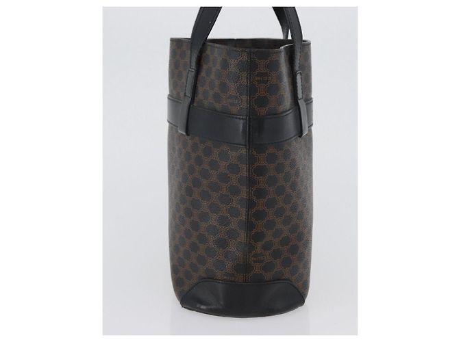 Céline Bolso tote de lona Macadam CELINE en cuero PVC negro y dorado Auth 172280 - vista 4