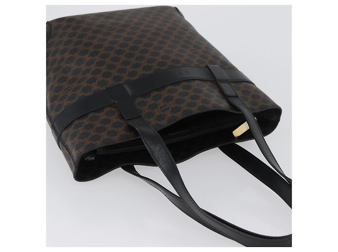 Céline Bolso tote de lona Macadam CELINE en cuero PVC negro y dorado Auth 172280 - vista 6